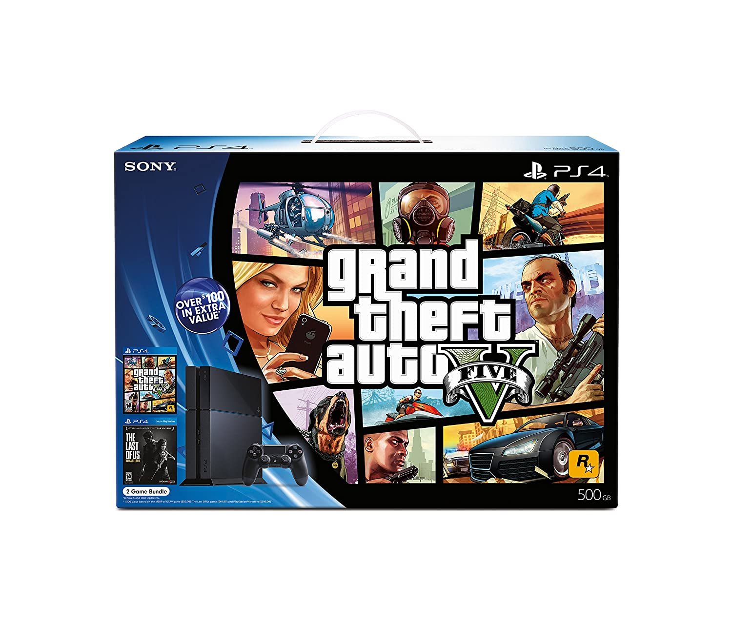 PlayStation 4 Black Bundle Grand Theft Auto V and The Last of Us Remastered - Ezone Electronics